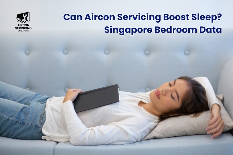 Technician performing professional aircon servicing in Singapore to improve bedroom air quality.